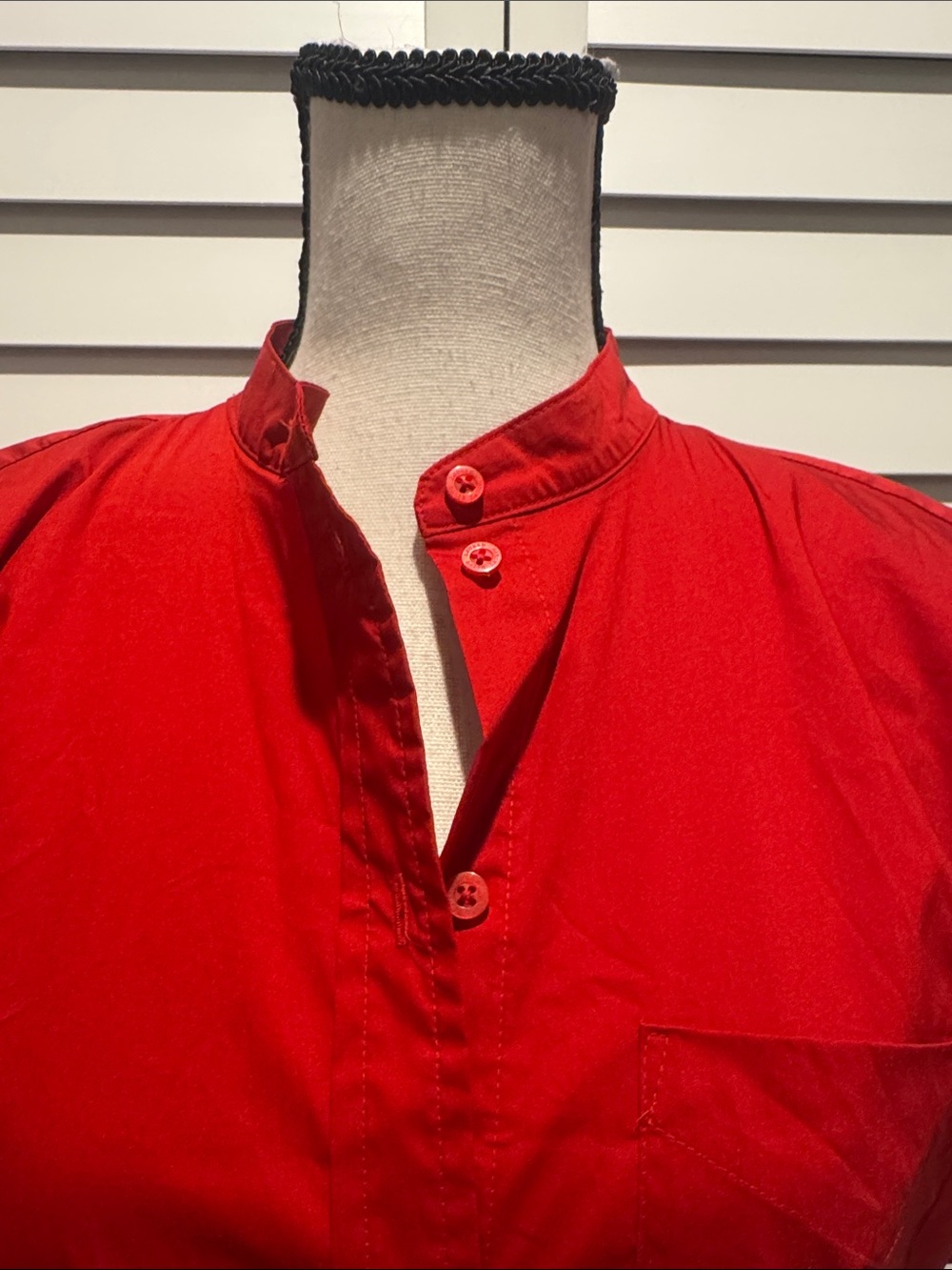 Lauren Ralph Lauren NWT Banded Collar Red Tie-Waist Button Midi Dress - Picture 5 of 14